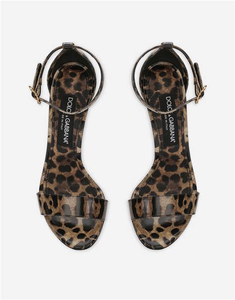 Printed polished calfskin Baroque DG sandals in Animal Print for 